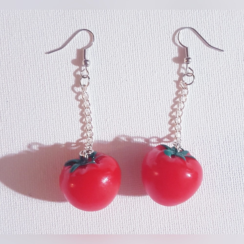 TomatEARS Tomato Women's Earrings Handmade Jewelry Dangling Food NEW